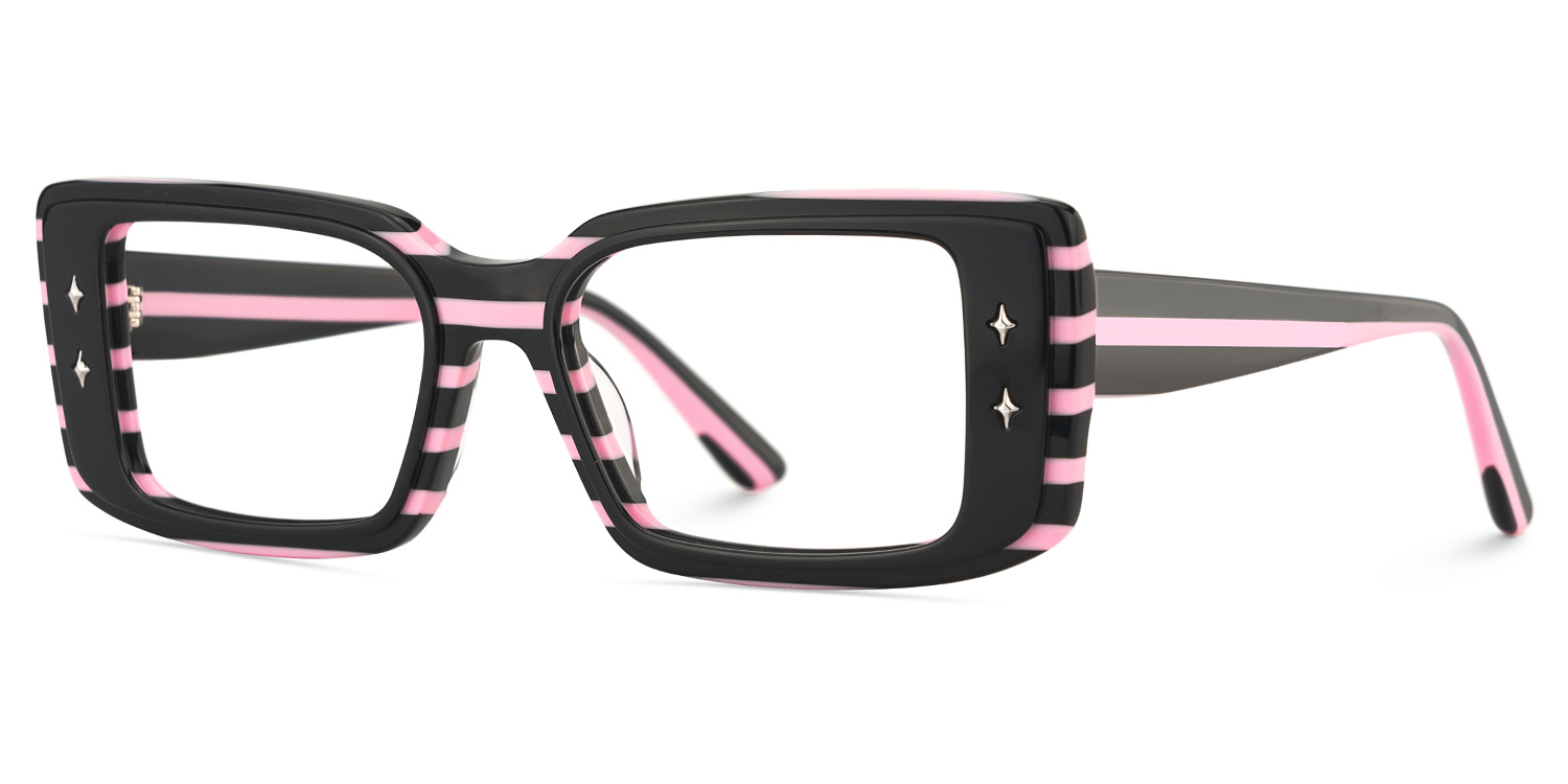 Gleam Rectangle Black Pink Glasses3