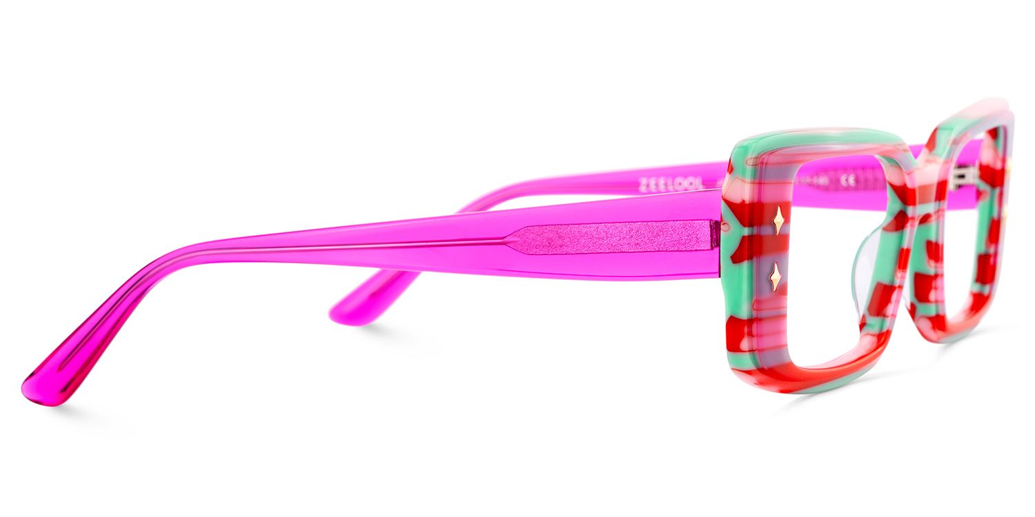 Women's Rectangle Eyeglasses Frames With Red and Green Color4