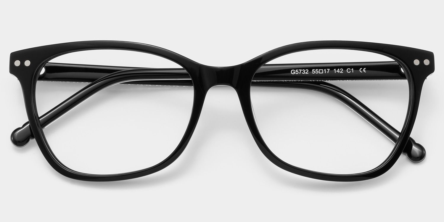 Marigold retro black frame glasses with Rectangle Frame Online | ZEELOOL1