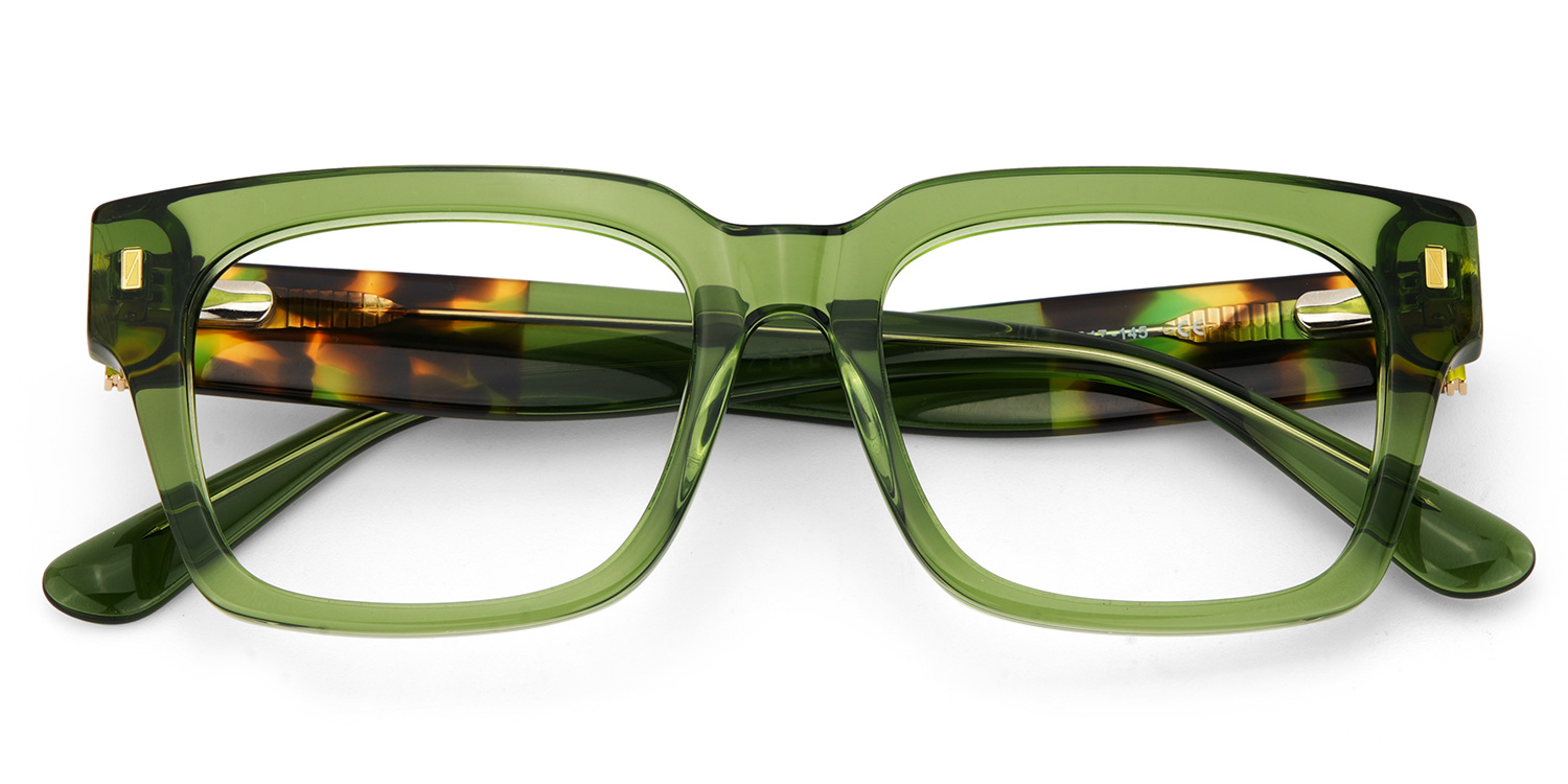 Fulford Rectangle Green Glasses