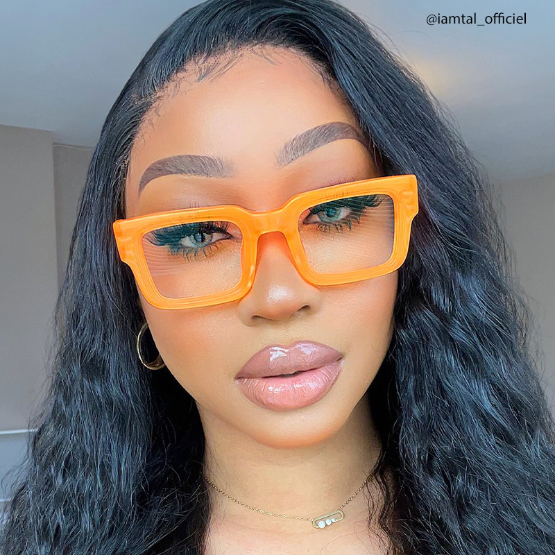 Glaucia Square Orange Glasses | ZEELOOL Canada4