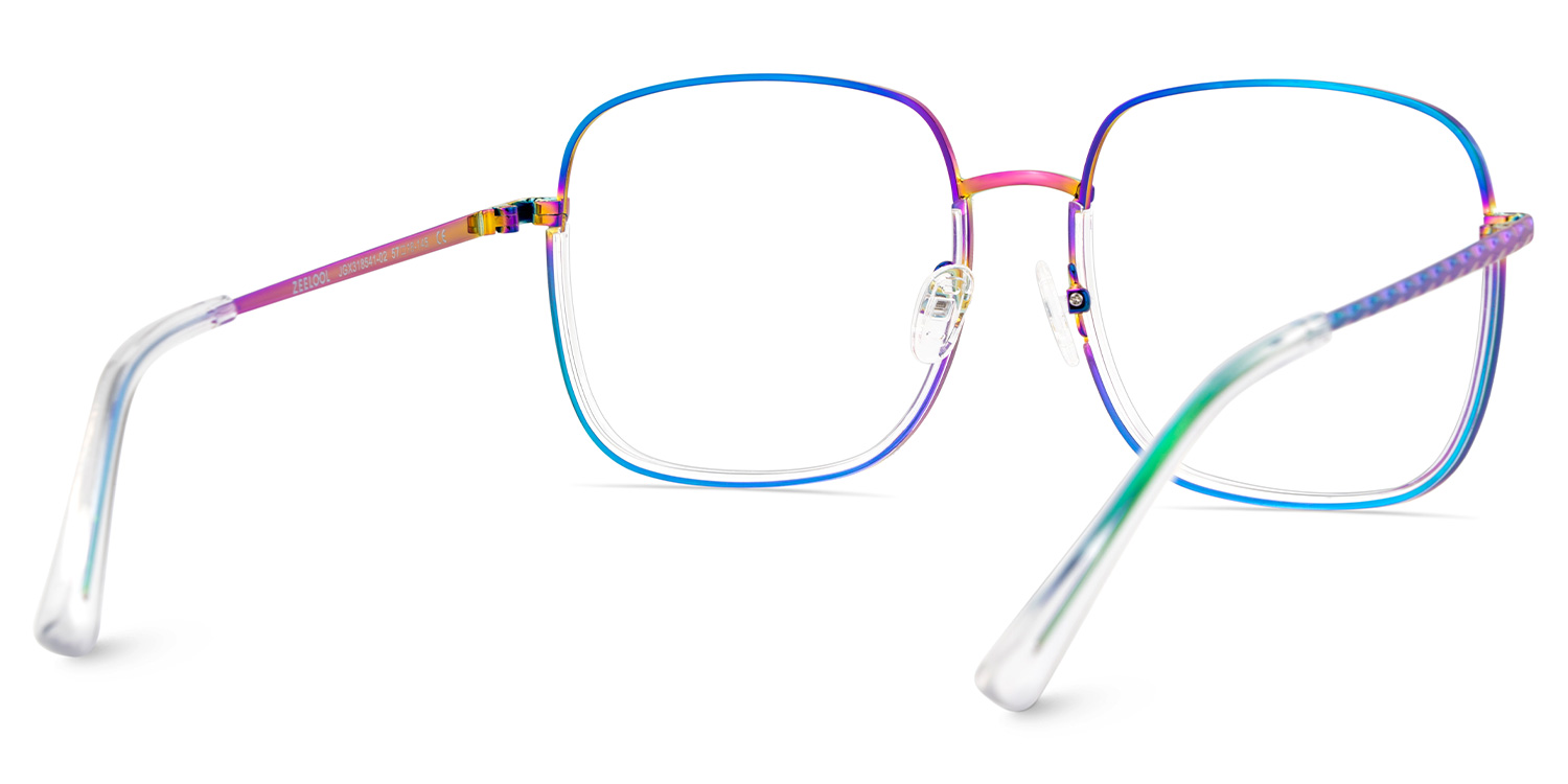Wade Square Iridescent Color Frame Glasses for Women | ZEELOOL Canada5