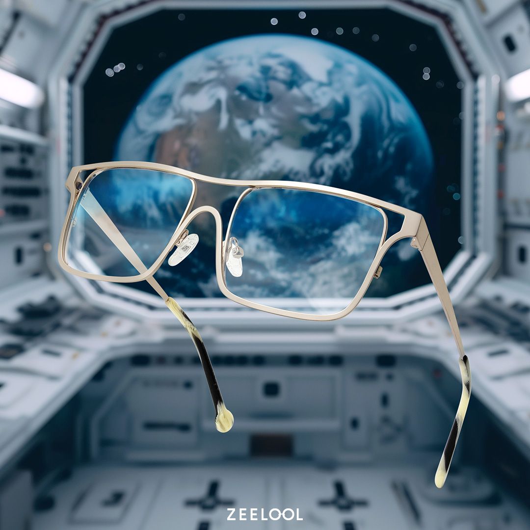 Nova Wide Matte Gold Glasses with Rectangle Frames | ZEELOOL Canada4