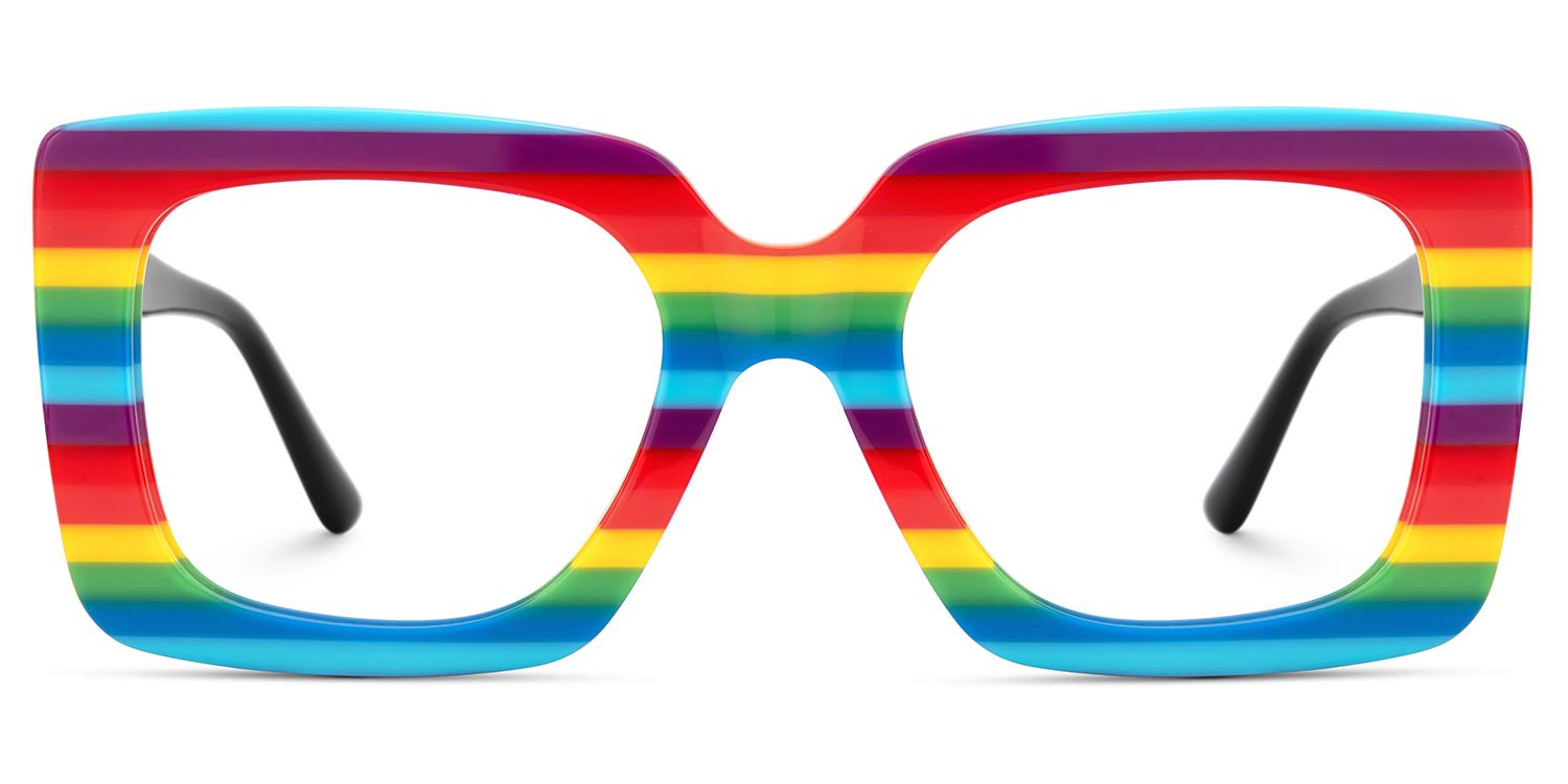Dianna Rainbow Rectangle Thick Frame Glasses | ZEELOOL Canada1
