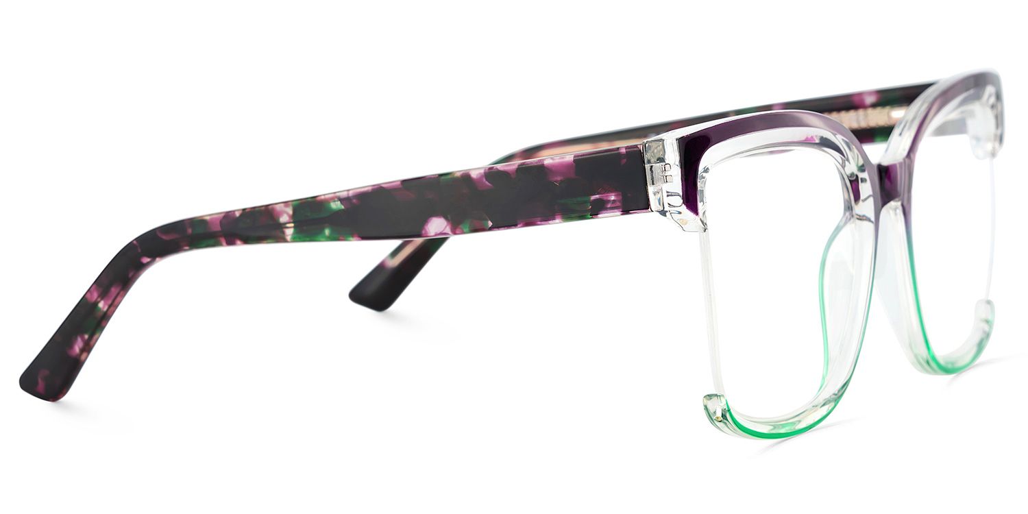 Square Cadogan Purple-Green Frame Glasses | Zeelool4