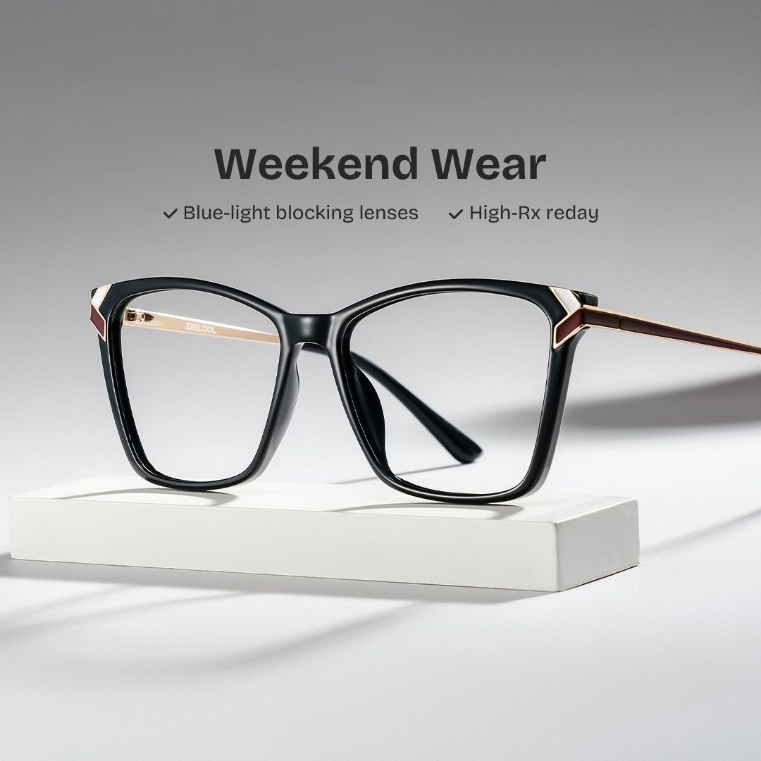 Mia thin black square frame glasses Online | ZEELOOL0