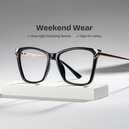 Mia Black Square Glasses0