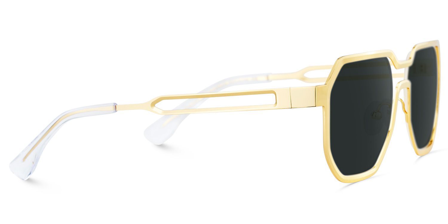 Hype Gold Frame Sunglasses with Geometric Style | ZEELOOL CA4