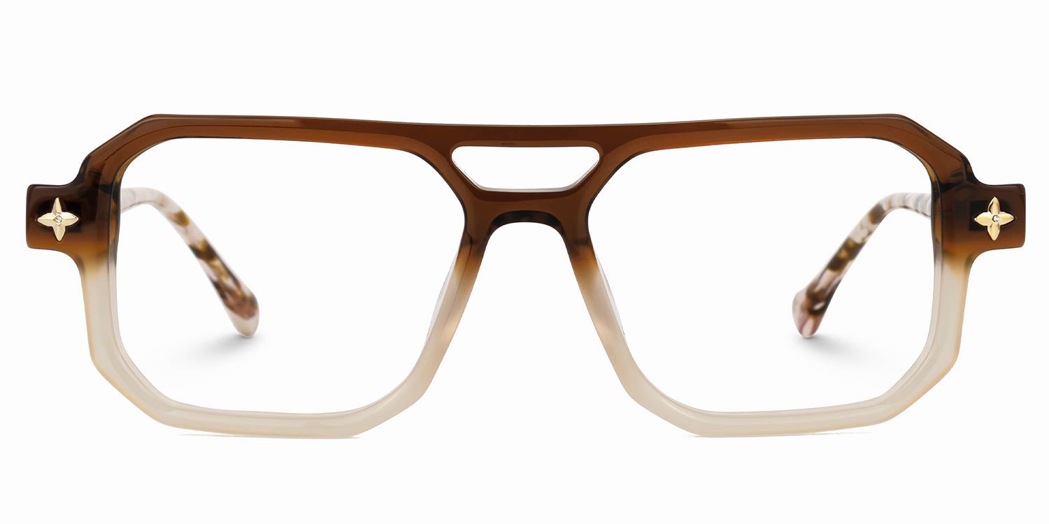 Brown Brackett Aviator Frame Eyeglasses | ZEELOOL Canada0