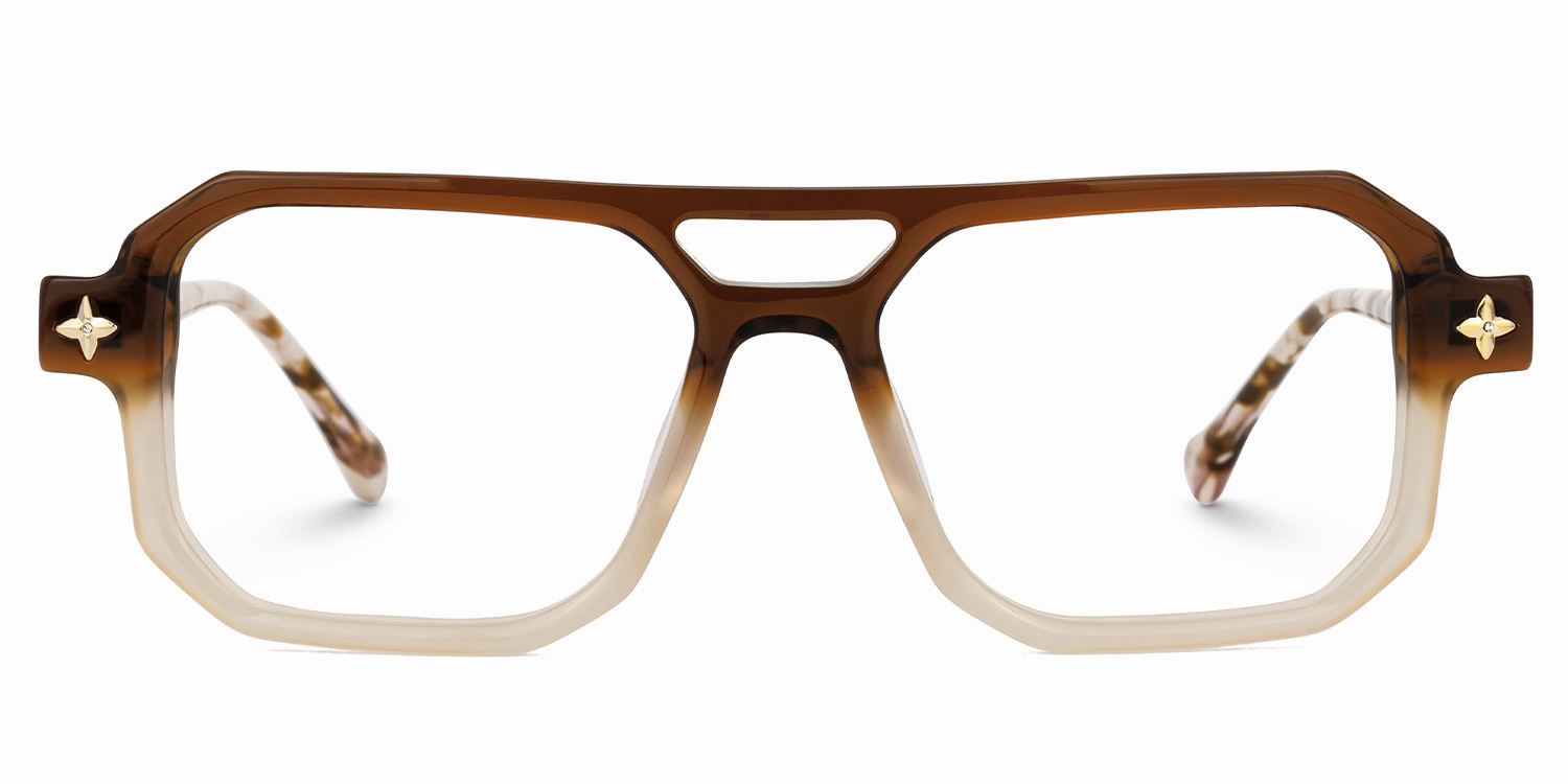 Brown Brackett Aviator Frame Eyeglasses | ZEELOOL Canada0