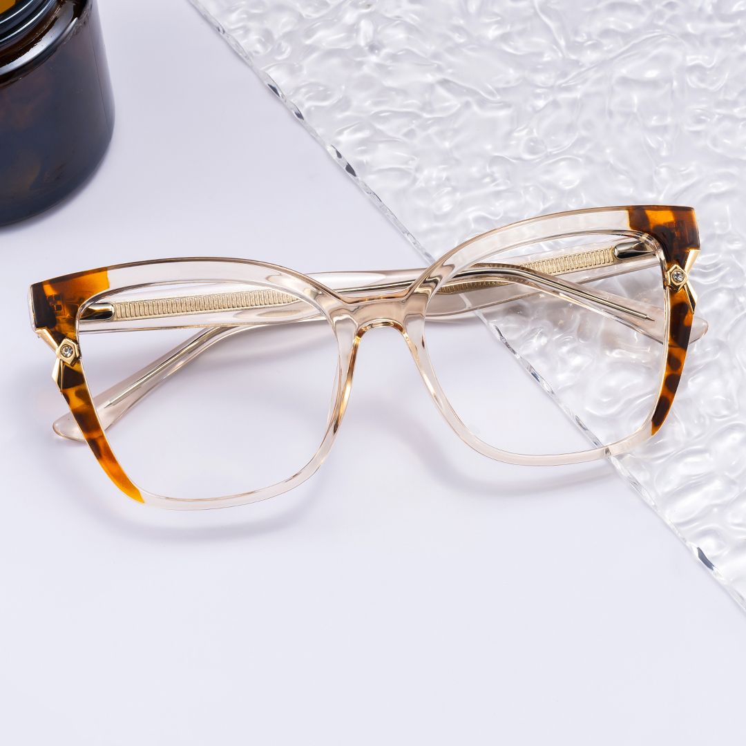 Beige Cat eye Glasses for Oval Face | ZEELOOL Canada0