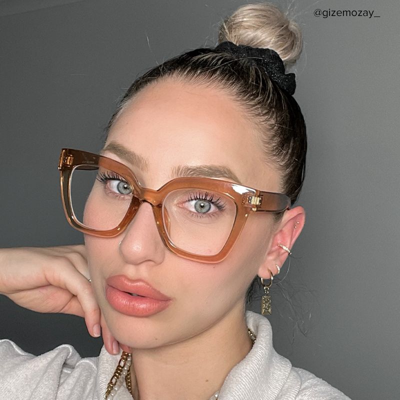 Malcolm Square Clear Beige Frame Glasses | ZEELOOL Canada11