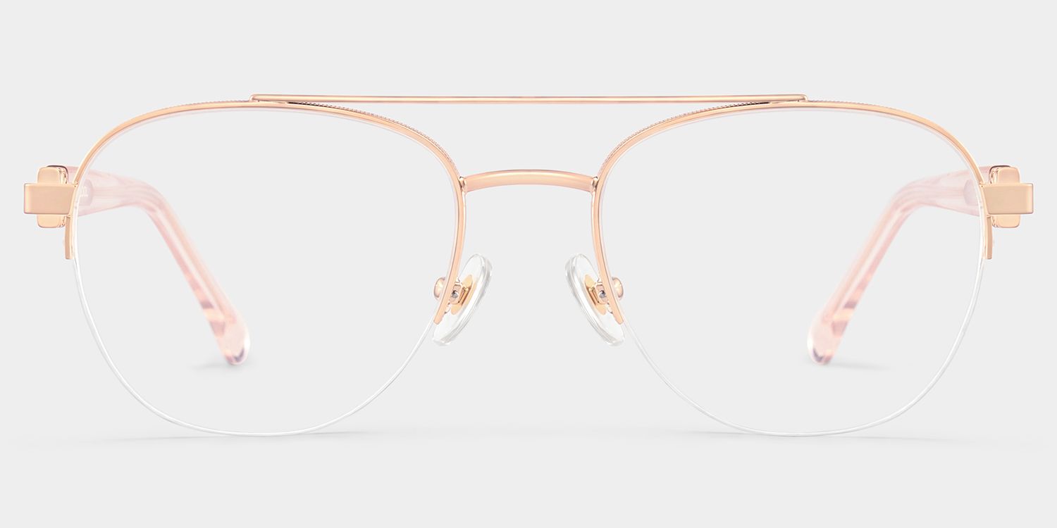 Emily Rose Gold Frame Glasses with Aviator Frame Online | ZEELOOL0