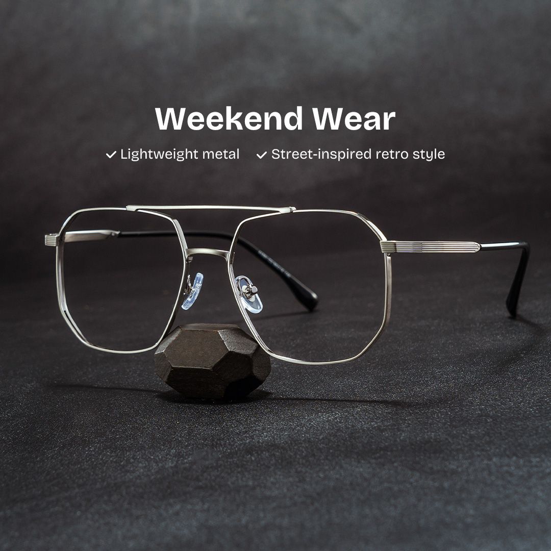 Logan Silver Frame Glasses with Aviator Frame Online | ZEELOOL0