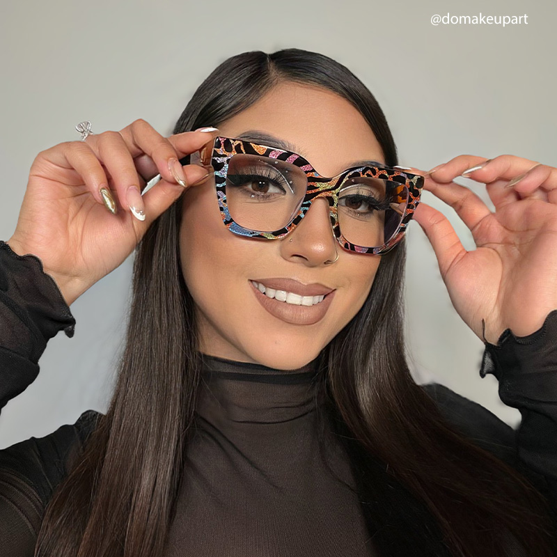 Ruby Square Leopard Print Glasses5