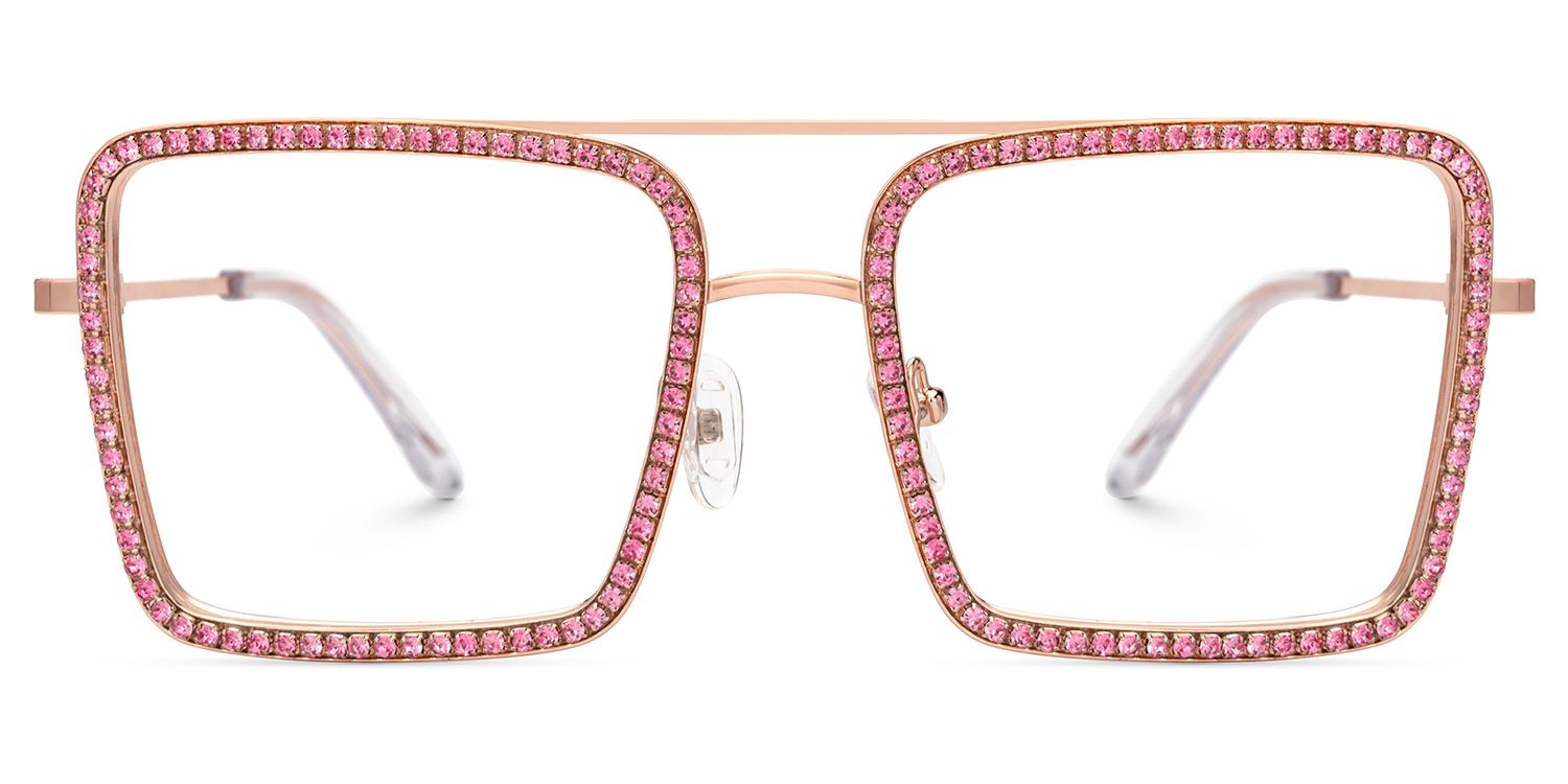 Diva Glasses, Rose Gold Eyeglasses with Pink Diamond2