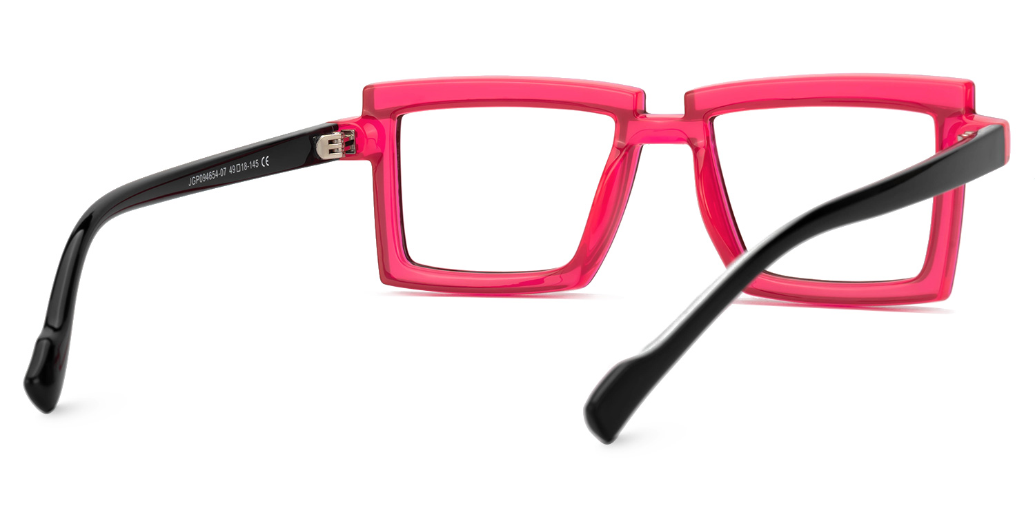 Zephyr Red Rectangle Eyeglasses with Cyberpunk Frame4