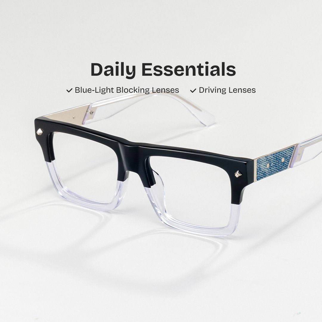 Trent Eyeglasses in Rectangle Black Clear Frame | ZEELOOL Canada0