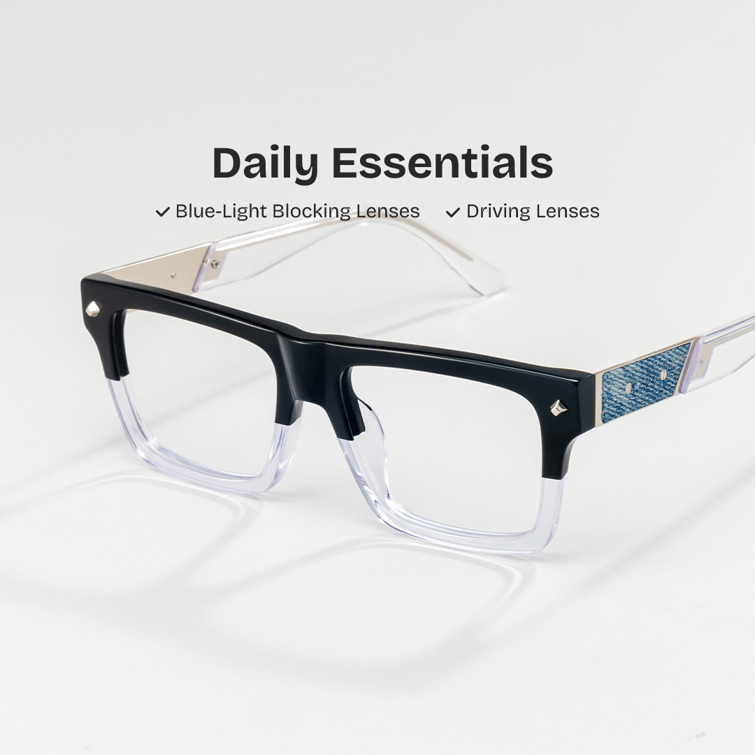 Trent Eyeglasses in Rectangle Black Clear Frame | ZEELOOL Canada0