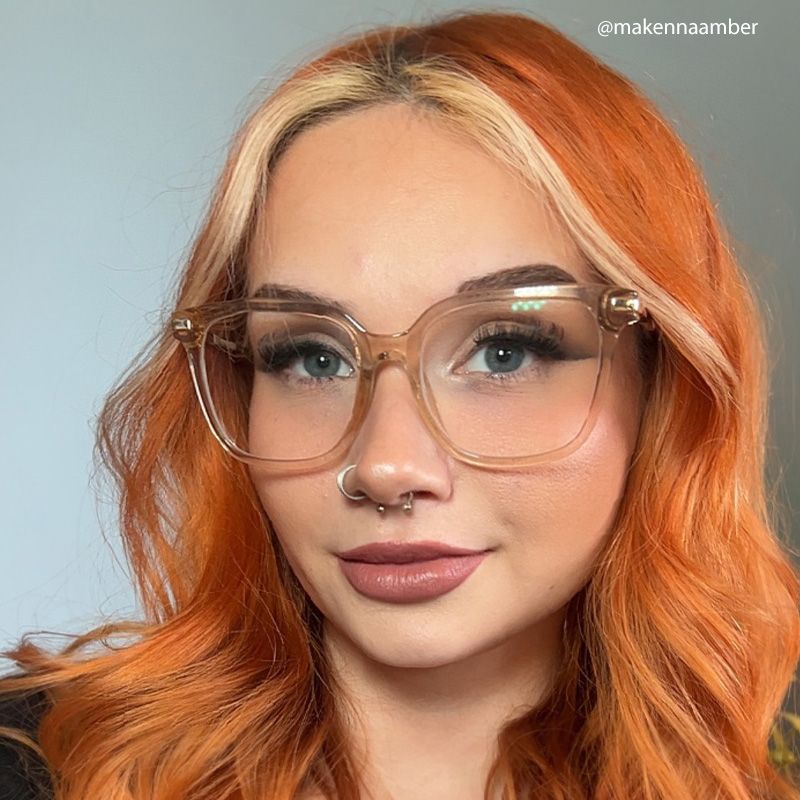 Jacqui Square Beige Eyeglasses and Clear Frame7