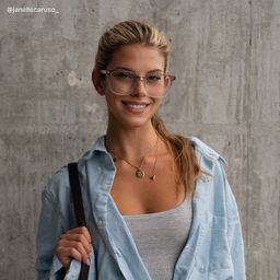 Chloe Square Pink Clear Glasses6