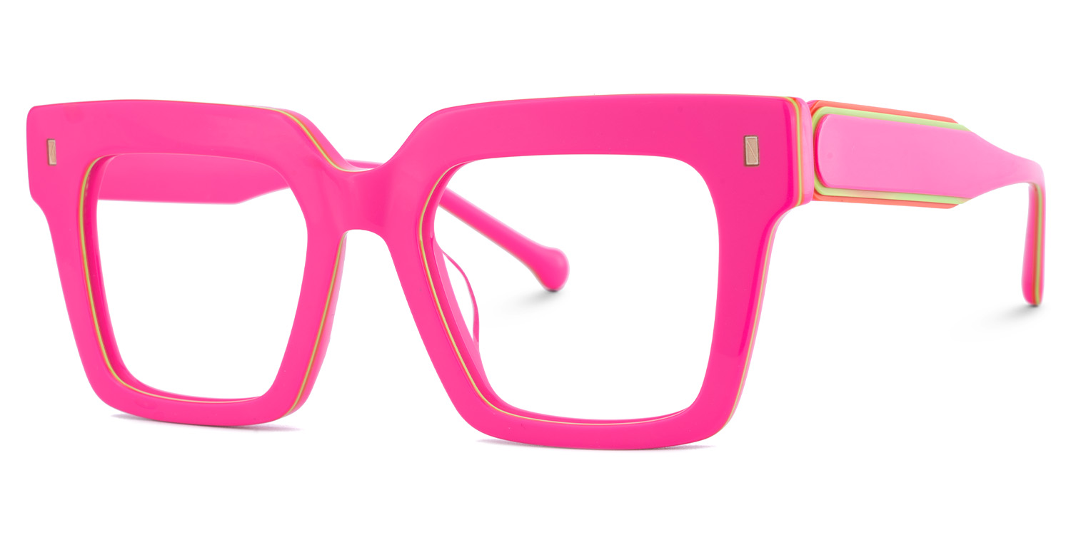 Gilberto Square Bright Pink Glasses3