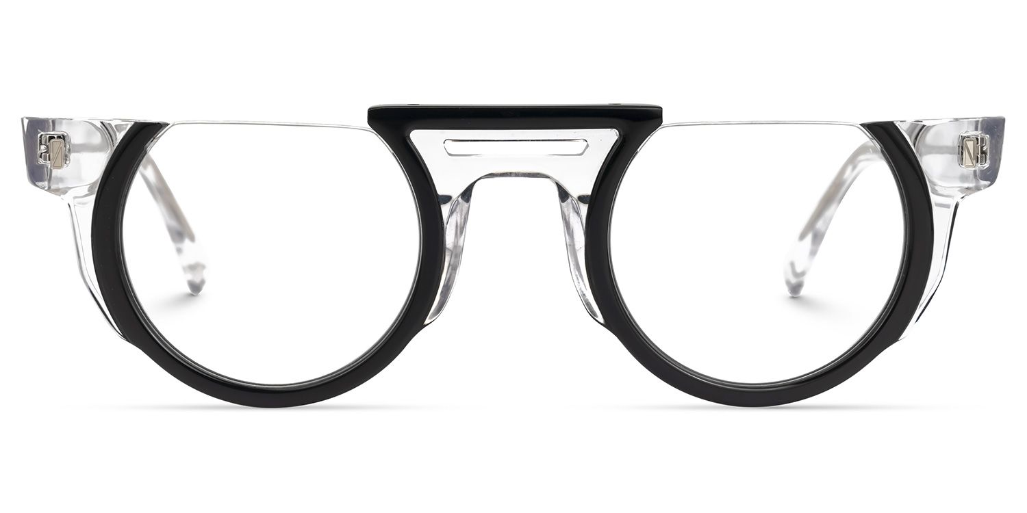 Mastin Round Black Eyeglasses and Half Frames0