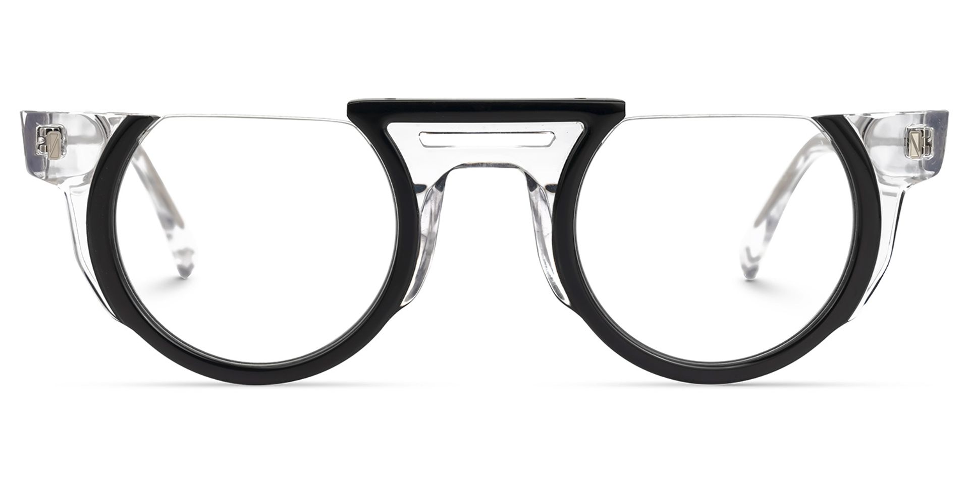 Mastin Round Black Eyeglasses and Half Frames0