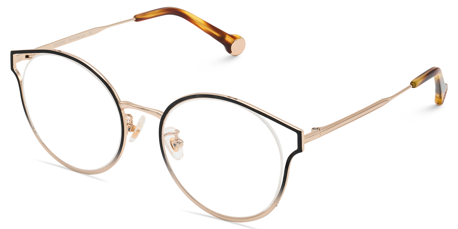ZEELOOL Yaselie Cateye Black Gold Glasses