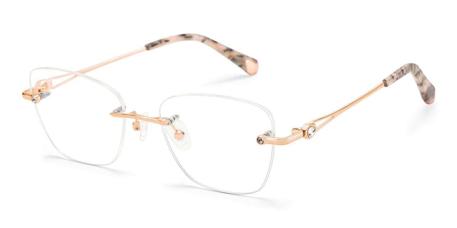 Rectangle Rose Gold Eyeglasses- Seth Metal Frame Glasses3