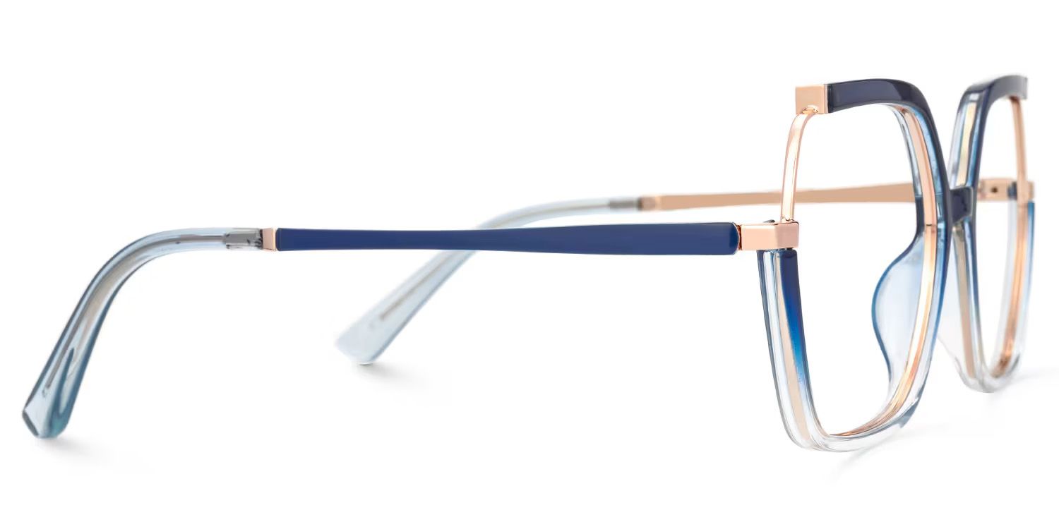 Alexia Mixed-Materials Square Blue Frame Glasses | ZEELOOL Canada5