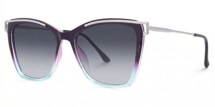 Krystle Purple-Blue Square Sunglasses