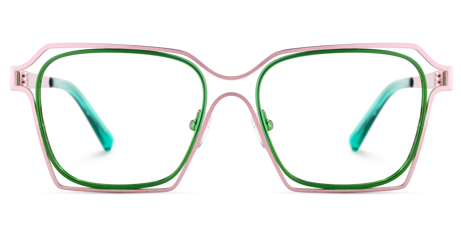 Foday Geometric Pink Green Glasses0