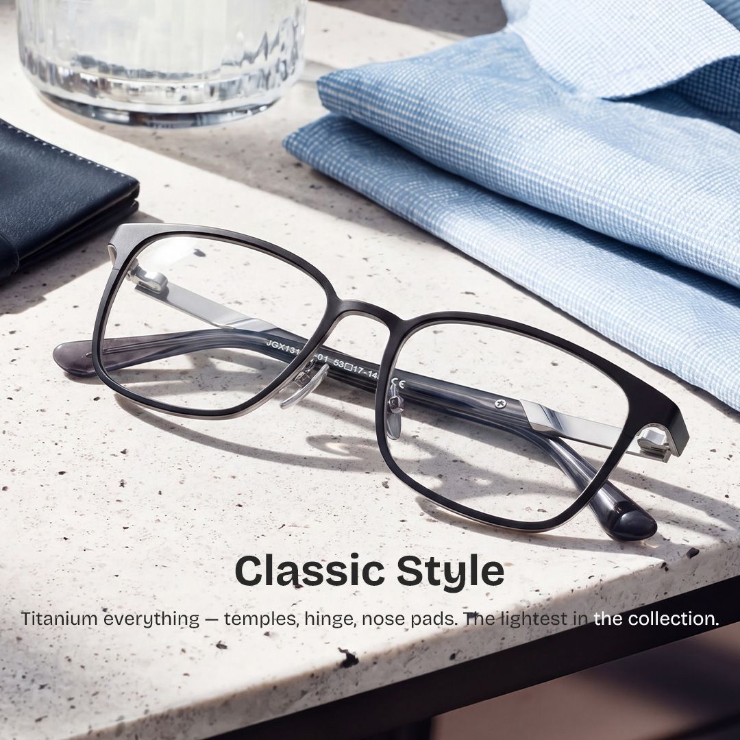 Aubrey Black Rectangle Frame Glasses for Men | ZEELOOL0