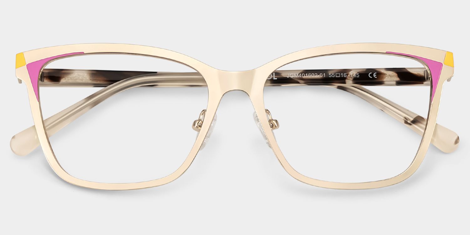 Elise Gold Frame Glasses with Rectangle Frame Online | ZEELOOL Canada2