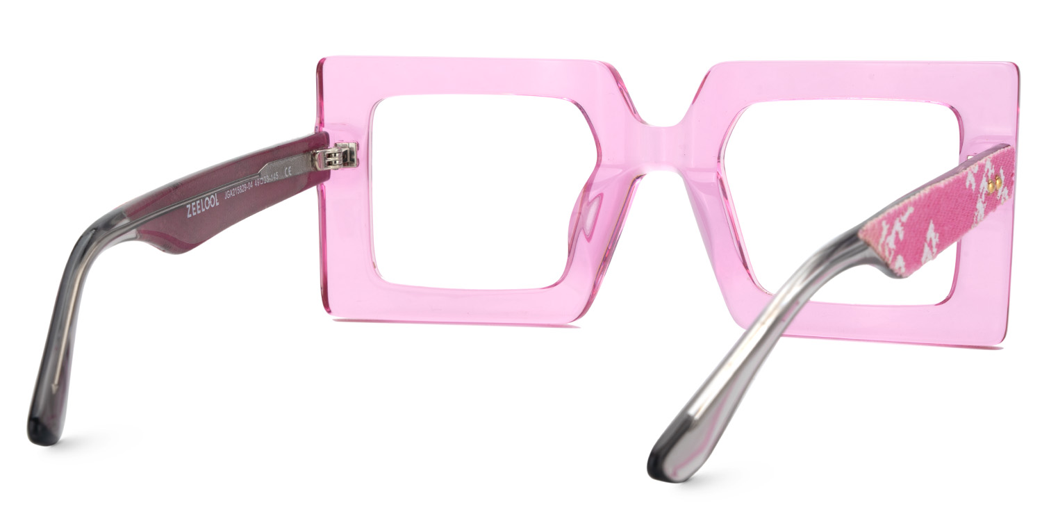 Tiffaney Square Transparent Pink Glasses5