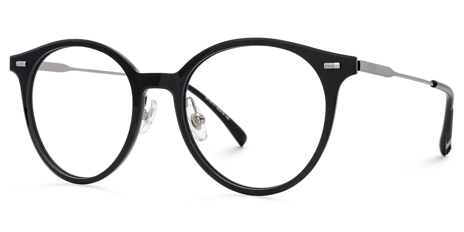 Black Round Narelle Eyeglasses with Full-Frame | ZEELOOL Canada1