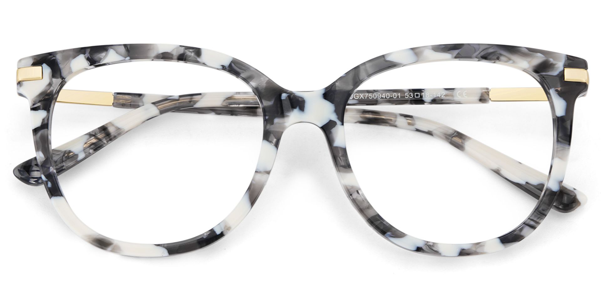 Round Grey Glasses With a Marble Pattern3