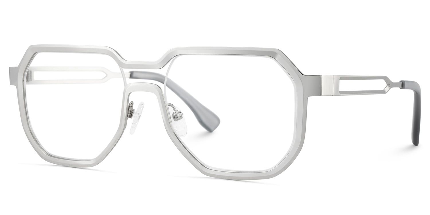 Men's Geometric Glasses in Silver Color4
