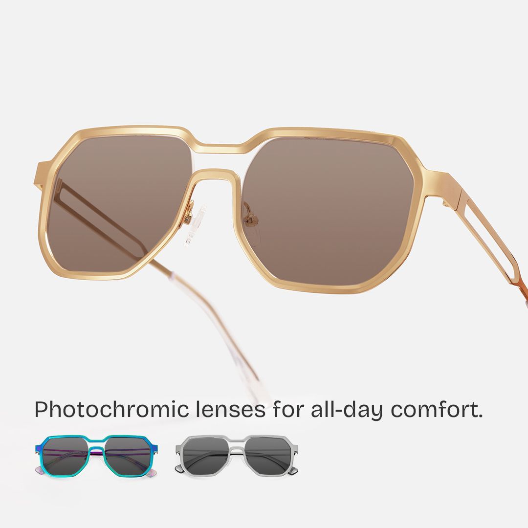 Hype Gold Frame Sunglasses with Geometric Style | ZEELOOL CA0