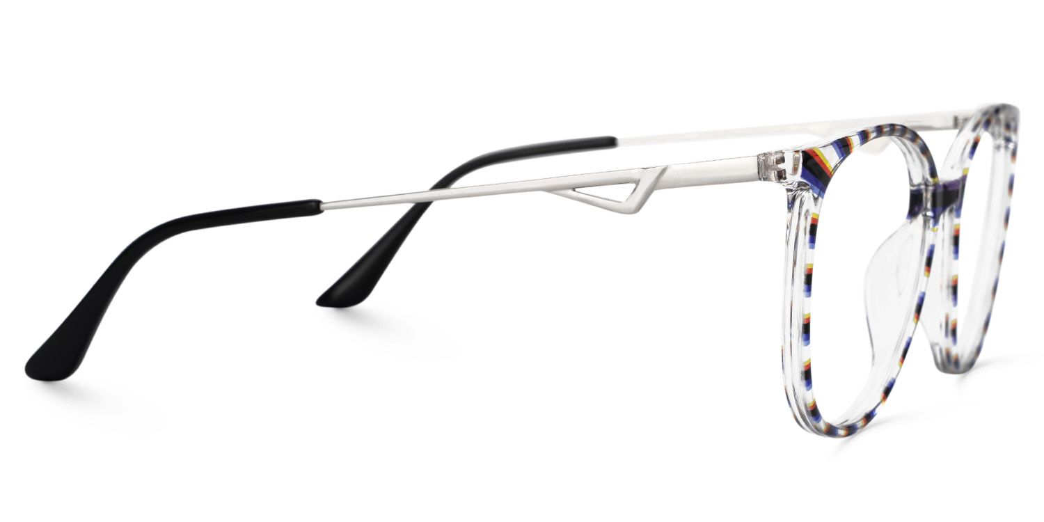 Round Black-Clear Striped Chanty Glasses in thin Frame Style | ZEELOOL Canada2