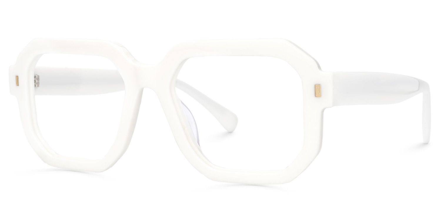 Joeann White Geometric Designer Eyeglasses1