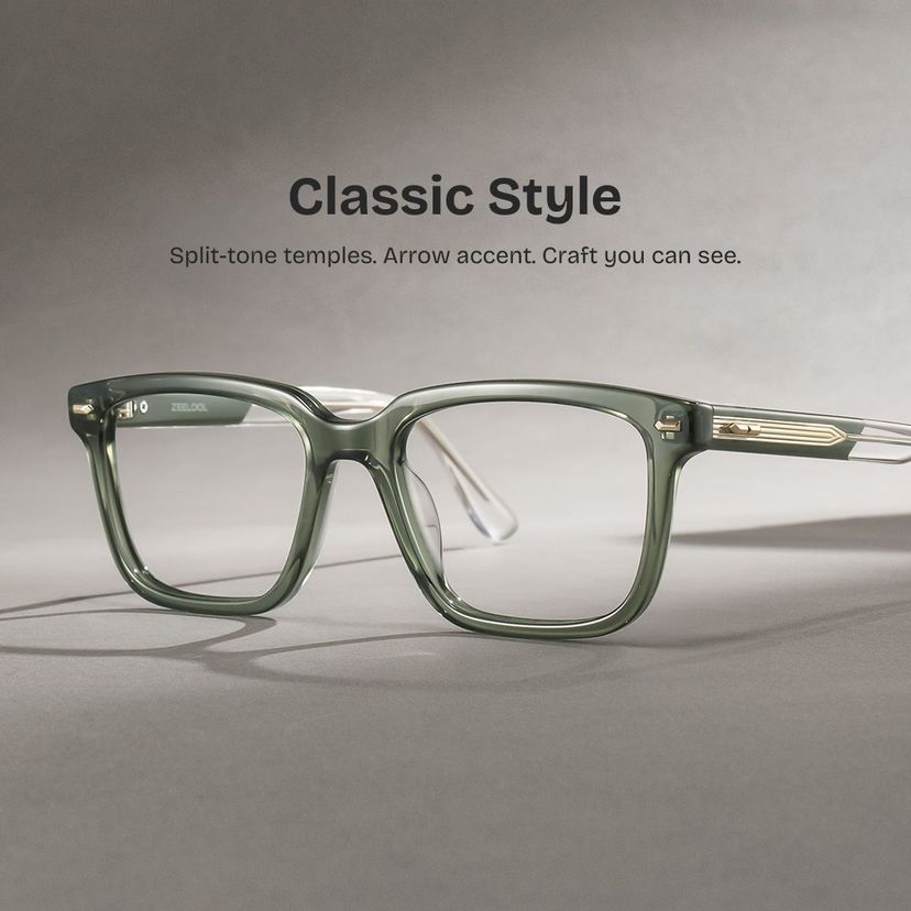 George Rectangle Green Glasses