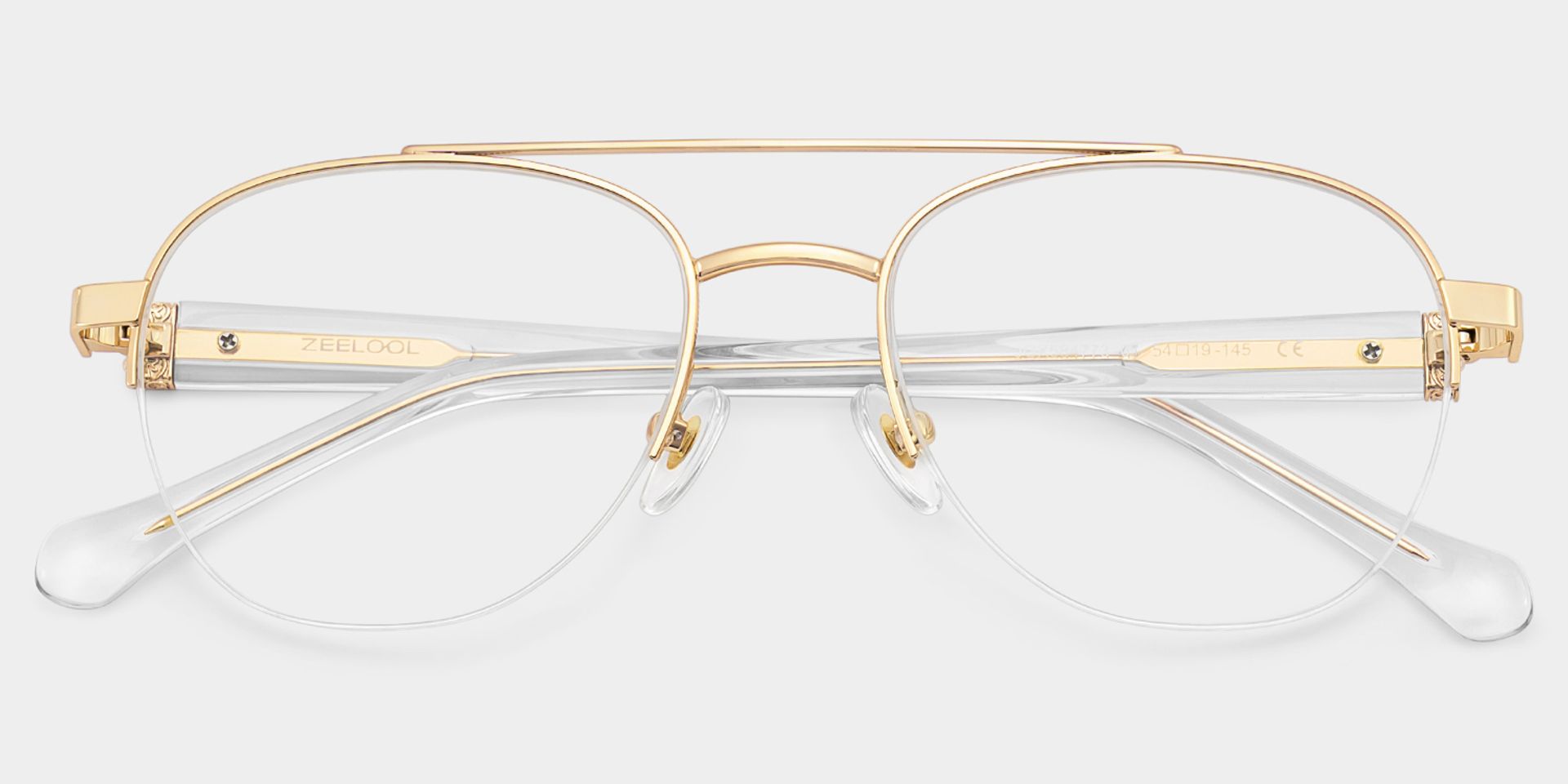 Emily Light Gold Frame Glasses with Aviator Frame Online | ZEELOOL2