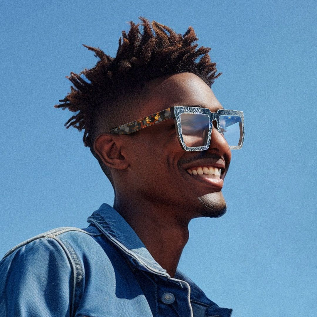 Rectangle Daniela Denim Blue Frame Glasses4