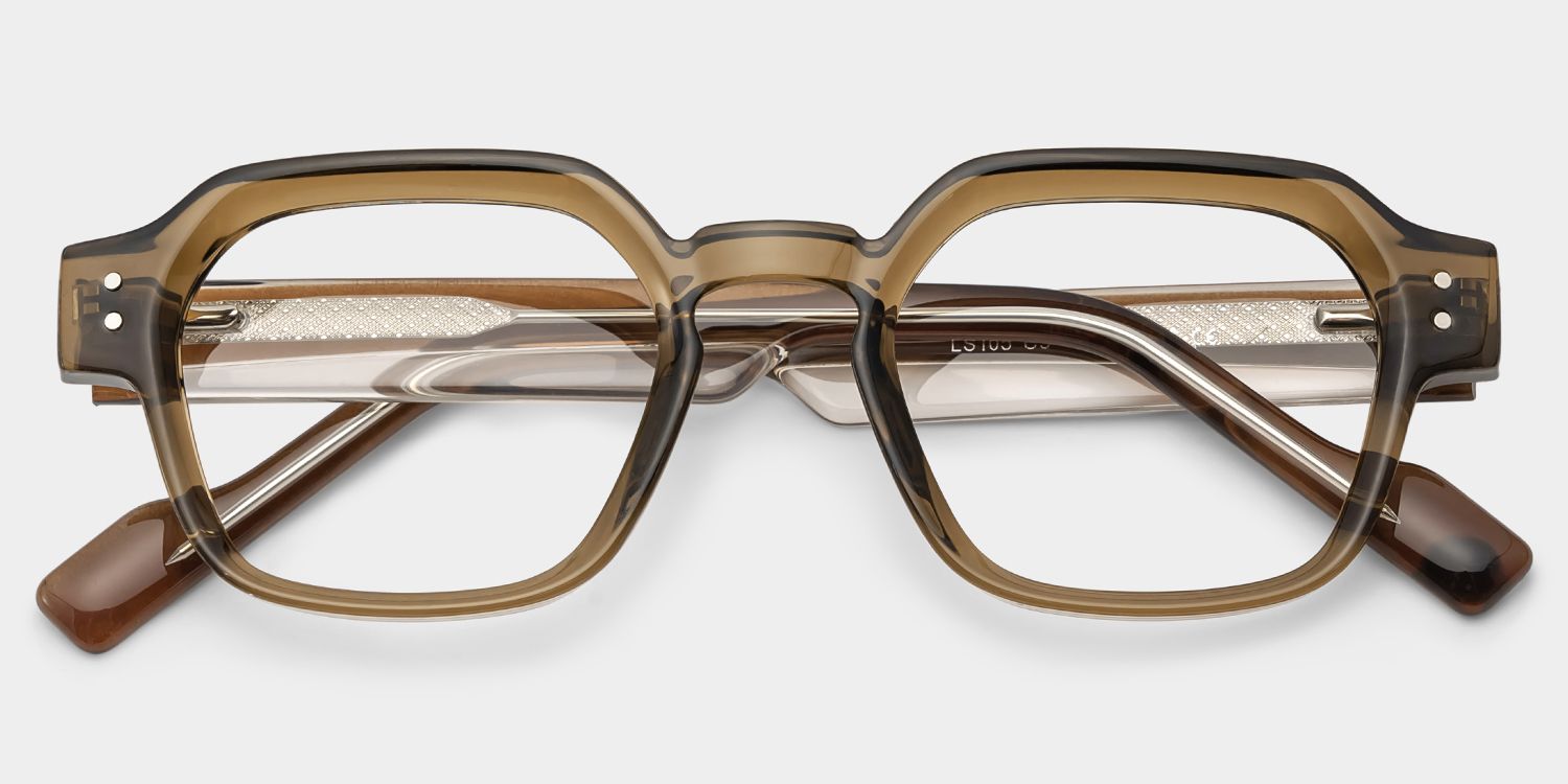 Joy Brown Frame Glasses with Geometric Frame Online | ZEELOOL2