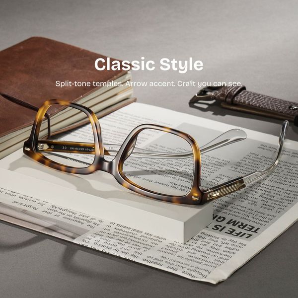 George Tortoise Rectangle Glasses for Men | ZEELOOL