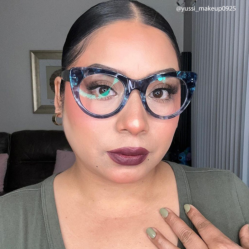 Starry Cateye Blue Frame Glasses | ZEELOOL Canada12