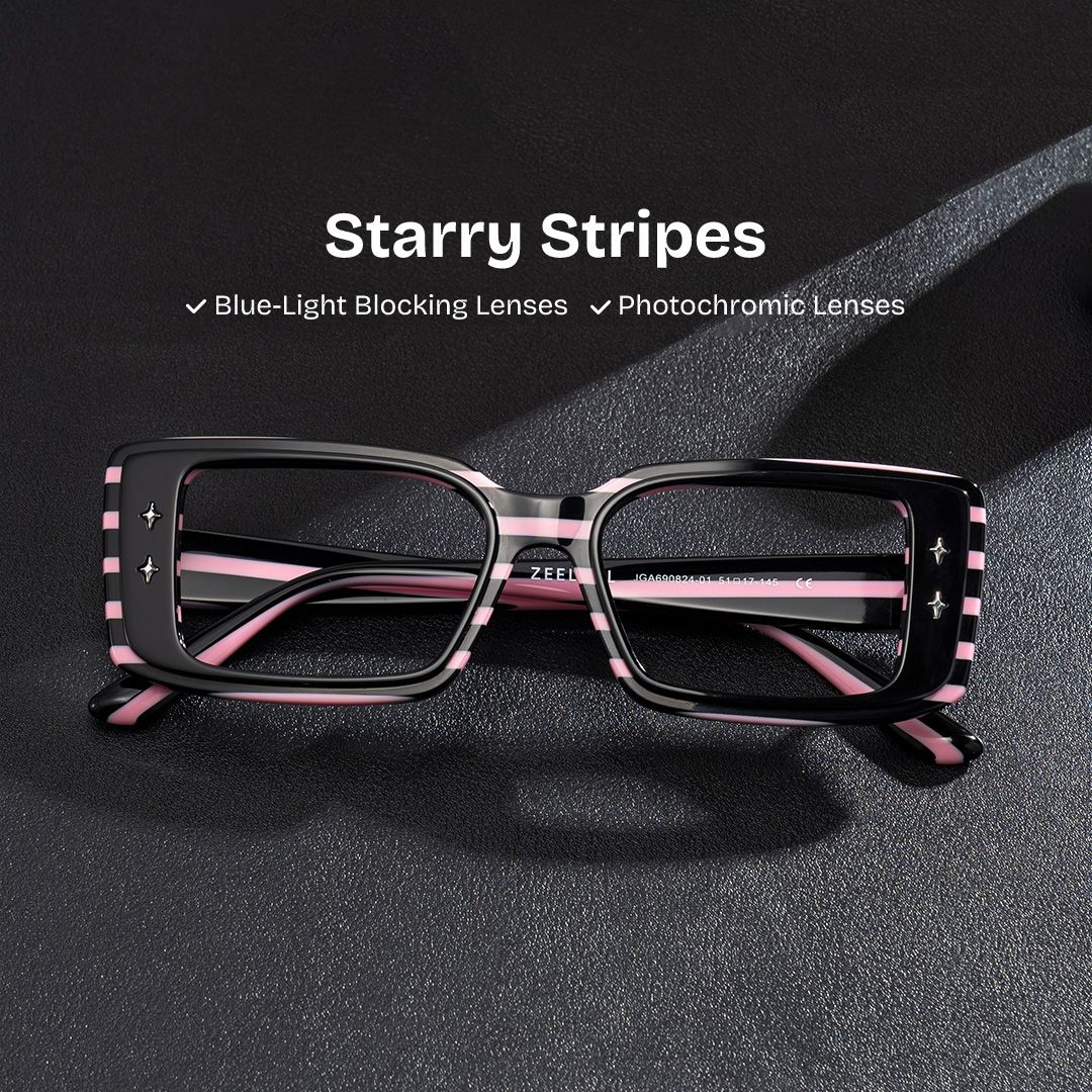 Women's Rectangle Eyeglasses Frames With Black and Pink Color0