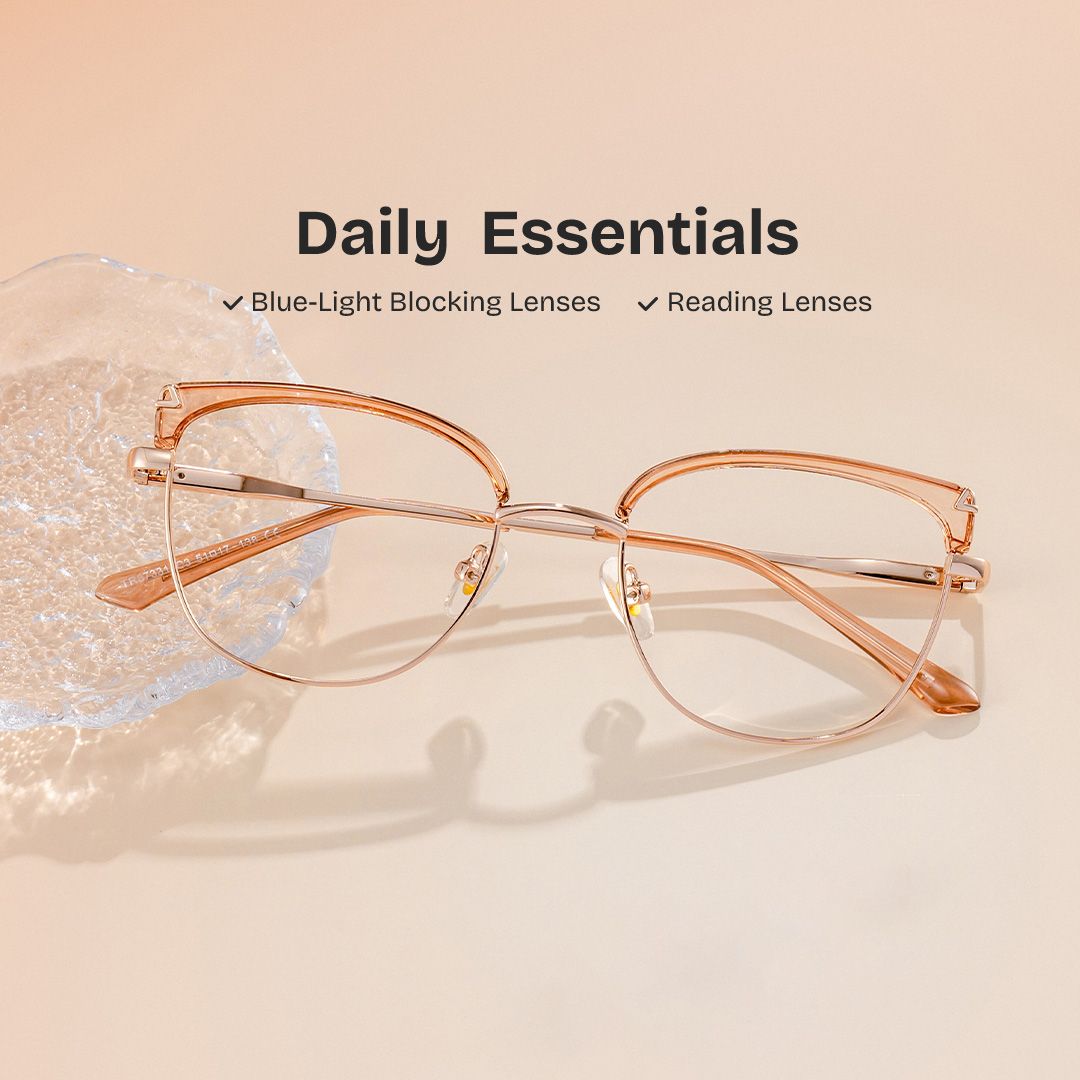 Beau Eyeglasses in Cat eye Beige Gold Frame | ZEELOOL Canada0